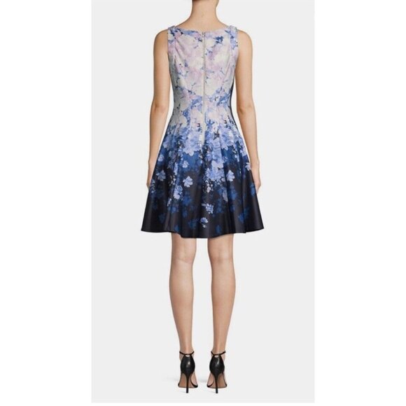 Gabby Skye Dress 18W Blue Purple White Scuba A Line Stretch Washable NEW - Picture 6 of 14